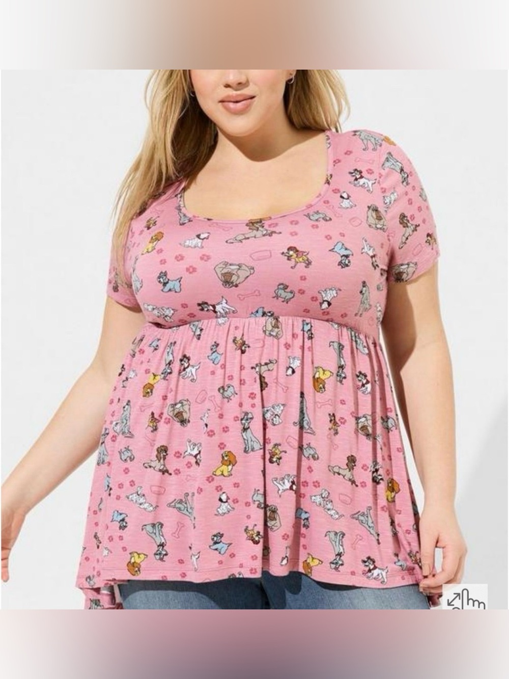 Torrid Disney Dogs babydoll short sleeve tunic style hi Lo blouse size 4X